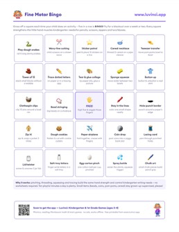 Preview of “Fine Motor Skills for Kindergarten: 24 Playful Activities (Free Bingo PDF)”