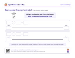 Free printable math worksheet: “Open Number Line Mat and Task Cards”, 1st and 2nd grade