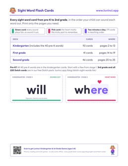 Free printable sight words printable: “Sight Word Flash Cards: Pre-K to 2nd Grade”, kindergarten and 1st grade