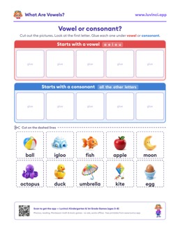 Free printable letter sounds printable: “What Are Vowels? A Simple Guide for Kids + Free PDF” (UFLI lessons 1–34), pre-K and kindergarten